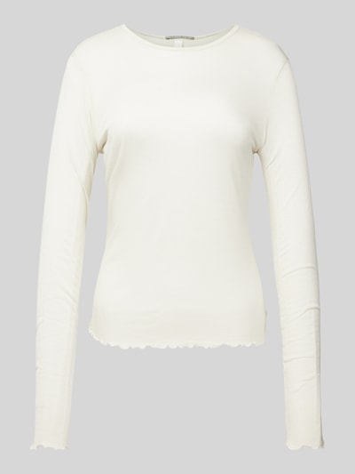 QS Longsleeve aus Viskose-Mix mit Muschelsaum Weiss 2