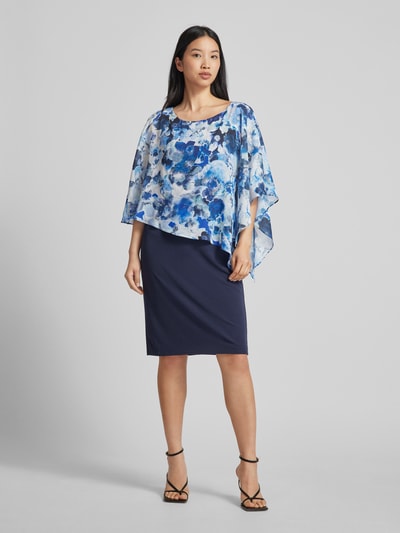 Vera Mont Knielange cocktailjurk in dubbele-laagjeslook Blauw - 4