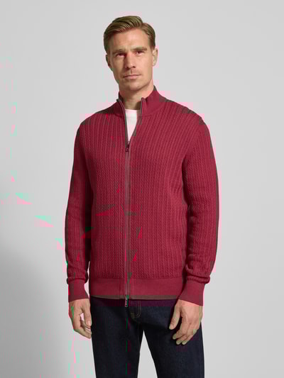 Christian Berg Men Gebreid jack met ritssluiting  Donkerrood gemêleerd - 4
