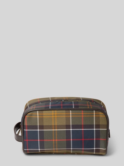 Barbour Kulturtasche mit Label-Patch Gruen 3