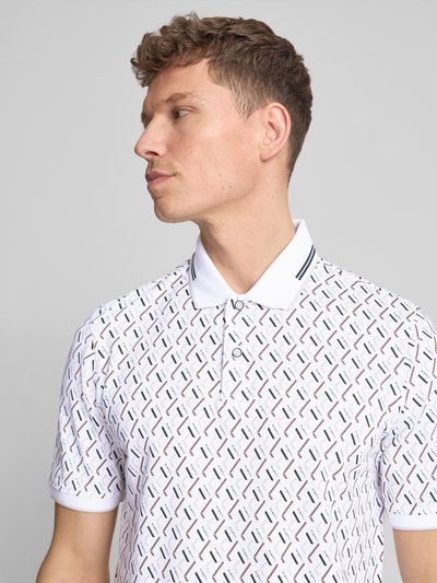 bugatti Slim Fit Poloshirt im Allover-Look Weiss 3