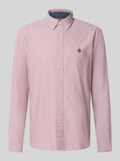 Produktfoto, Regular Fit Freizeithemd aus reiner Baumwolle von MCNEAL in Hellrosa mit Button-Down-Kragen, Logo-Stitching und langen Ärmeln
