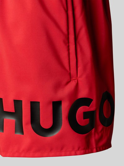 HUGO Badeshorts mit Label Print Modell 'MAKAI' Rot 2