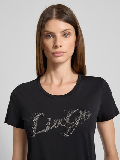 Liu Jo White T-Shirt mit Label-Print Black 3