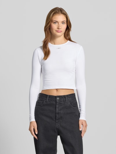 Karo Kauer Bluzka krótka z długim rękawem i naszywką z logo Biały 4