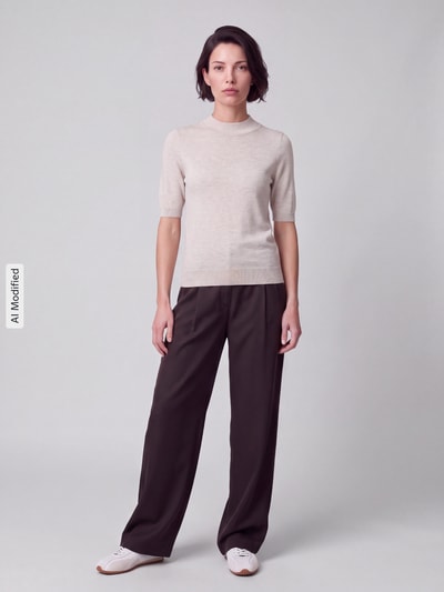 s.Oliver BLACK LABEL Pullover met mock neck Zand - 1