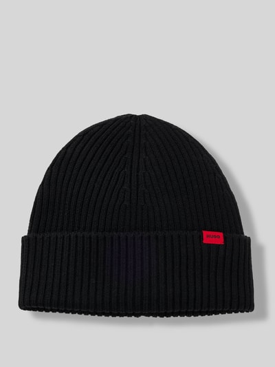 HUGO Beanie aus reiner gerippter Schurwolle Modell 'XOLA' Black 2