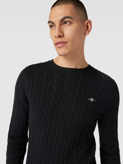 Gant Gebreide pullover met ronde hals Zwart - 3