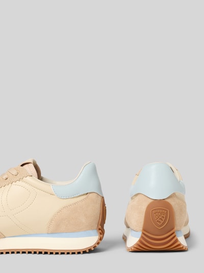 Produktfoto, Sneaker aus Leder-Mix Modell 'Lorain' von Blauer USA, Beige und Hellblau, Logo-Detail, profilierte Sohle, Damen Sneaker