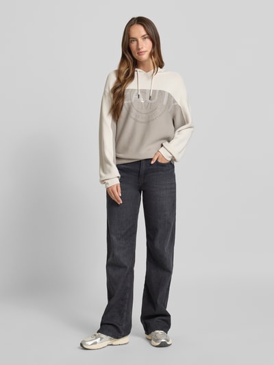 monari Hoodie mit Strasssteinbesatz Taupe 1