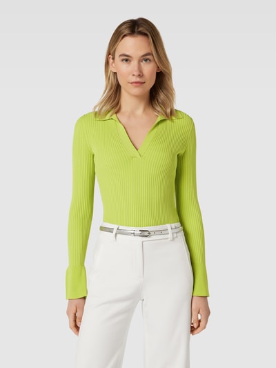 HUGO Crop Top aus Viskose-Mix in Strick-Optik Modell 'Sharreno' Neon Gruen 4