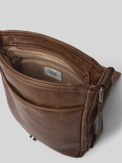 Produktfoto, Crossbody Bag in Leder-Optik Modell 'TRACES' von camel active, materiał skóropodobny, ozdobne szwy, przegródka zapinana na zamek błyskawiczny, Główna przegroda z klapką, regulowana długość paska, Szerokość w rozmiarze 1: 24 cm, Długość w rozmiarze 1: 24 cm, Głębokość w rozmiarze 1: 4 cm, długość paska w rozmiarze 1: 94 cm
