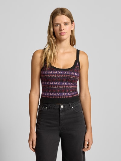 Tommy Jeans Top o kroju slim fit z dodatkiem wełny model ‘FAIRISLE’ Czarny 4