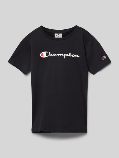 CHAMPION T-shirt z nadrukiem z logo Czarny 1