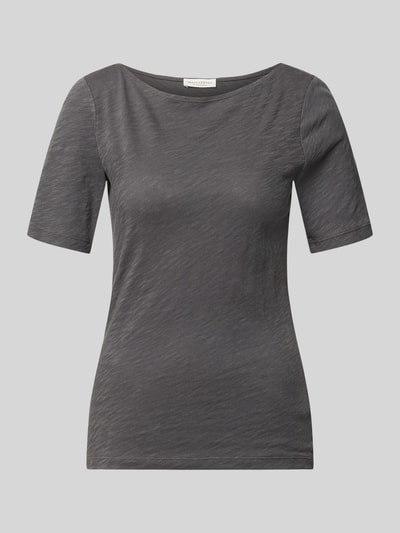 Produktfoto, Regular Fit T-Shirt aus reiner Baumwolle von Marc O'Polo, Damen T-Shirt mit Optik: Unifarben, U-Boot-Ausschnitt, Kurzarm, strukturierte Oberfläche