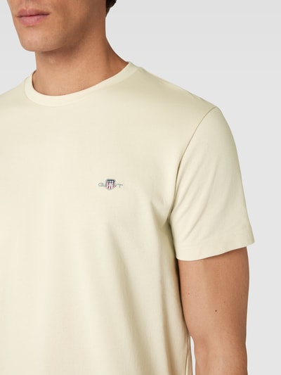 Gant T-Shirt mit Label-Stitching Sand 3