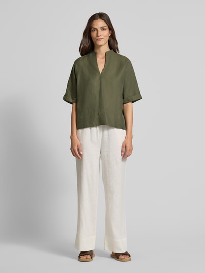 ETERNA Loose Fit Blusenshirt aus Baumwoll-Leinen-Mix Oliv 1