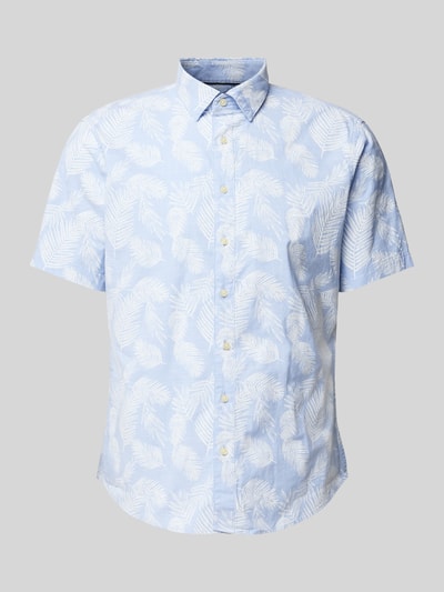 Jake*s Casual fit zakelijk overhemd met all-over motief Lichtblauw - 2