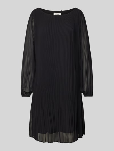 s.Oliver BLACK LABEL Fließendes Langarmkleid aus plissiertem Chiffon Black 2