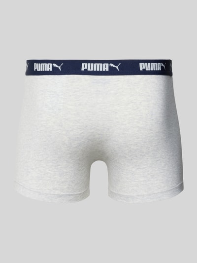 Produktfoto, Trunks im 4er-Pack mit elastischem Logo-Bund von PUMA, Baumwoll-Mix, hellgrau, körpernaher Schnitt, elastischer Bund