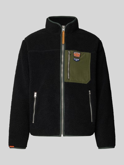 Superdry Fleecejacke mit Stehkragen und Reißverschlusstaschen Black 2