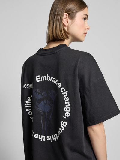 Pegador Oversized T-shirt met labelprint, model 'ROYA' Zwart - 3