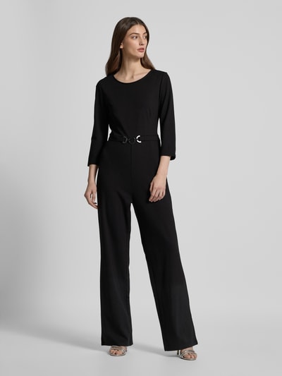 s.Oliver BLACK LABEL Regular Fit Jumpsuit aus fließendem Viskose-Mix mit Ziergürtel Black 1