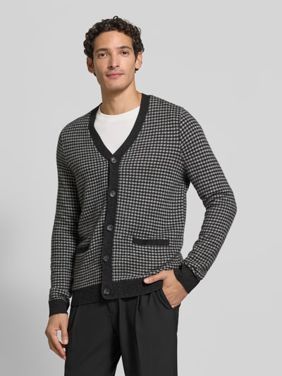 Christian Berg Men Cardigan aus Kaschmir mit V-Ausschnitt Anthrazit Melange 4