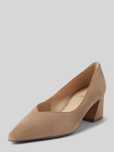 Högl Leren pumps met blokhak Taupe - 1