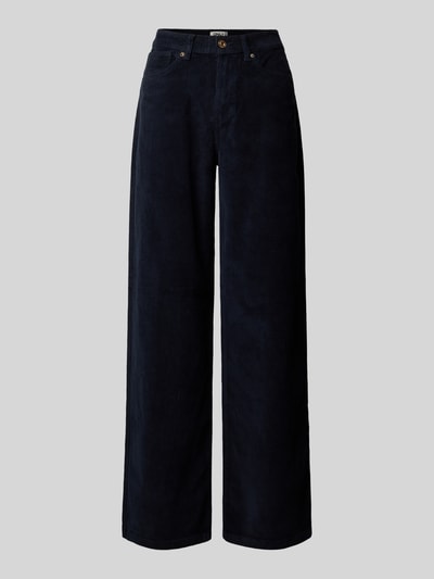 Produktfoto, dunkelblaue Wide Leg Cordhose aus Baumwoll-Mix Modell 'HOPE' von ONLY, Damen Cordhose von ONLY vor grauem Hintergrund