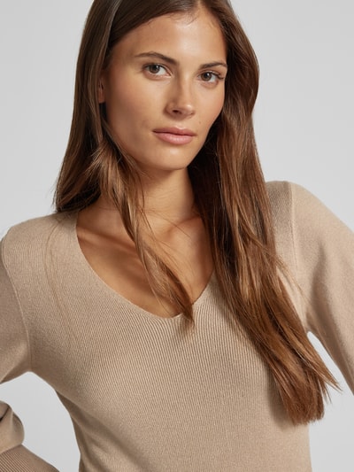 Vero Moda Slim fit gebreide jurk met ballonmouwen model 'HOLLYKARISPUFF' Taupe - 3