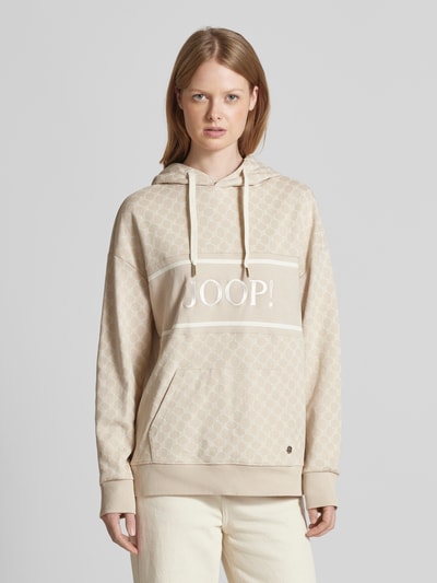 JOOP! Oversized hoodie met labelstitching Beige - 4