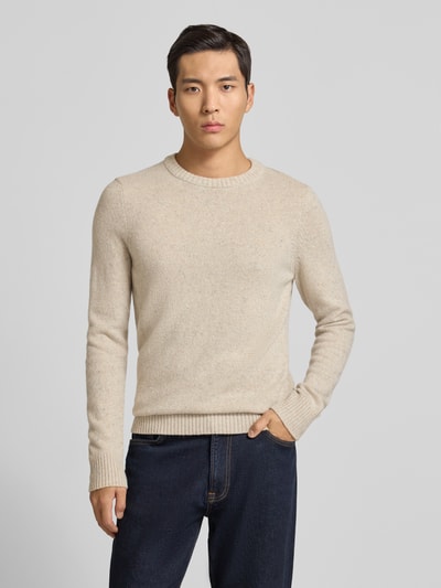 Marc O'Polo Regular fit gebreide pullover van wolmix Offwhite - 4