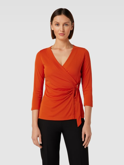 Lauren Ralph Lauren T-Shirt mit 3/4-Arm in Wickel-Optik Orange 4