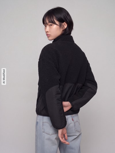 PUMA Fleecejacke mit Kontrast-Einsätzen Black 5