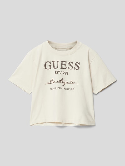 Guess T-Shirt mit Label-Print Sand 1