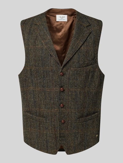 Carl Gross Gilet met paspelzak op de borst, model 'Warner' Groen - 1