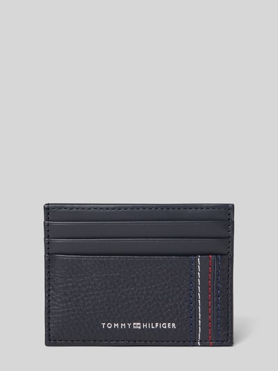 Produktfoto, Kartenetui aus echtem Rindsleder von Tommy Hilfiger in Optik: Unifarben, Kartenfächer, Label-Print, Kontrast-Nähte, Materialverarbeitung: Nappaleder