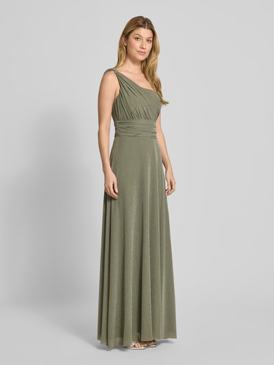 TROYDEN COLLECTION Abendkleid mit One-Shoulder-Träger und Taillenband Oliv 1