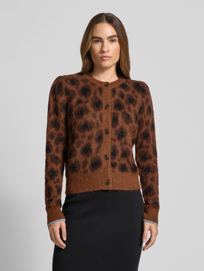 Scotch & Soda Kurtka z dzianiny z okrągłym dekoltem i listwą guzikową Średniobrązowy 4