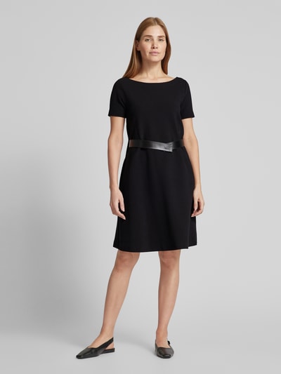 Emporio Armani Knielanges Kleid mit Rundhalsausschnitt Black 1