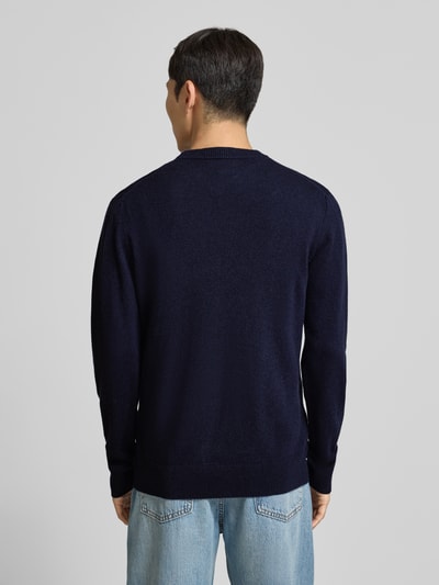 Matinique Gebreide pullover van lamswol met ronde hals Marineblauw - 5