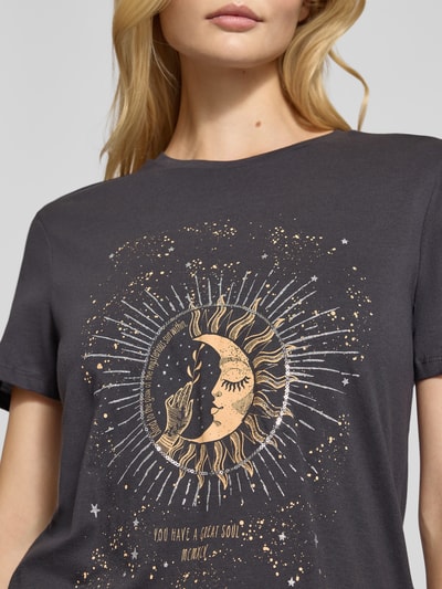 Only T-shirt o kroju regular fit z czystej bawełny model ‘KITA LUNA’ Antracytowy melanż 3