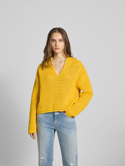 Closed Pullover mit Lochstickerei Dunkelgelb 4