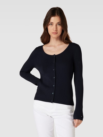 Tommy Hilfiger Gebreid jack in fijnriblook, model 'FEMININE' Marineblauw - 4