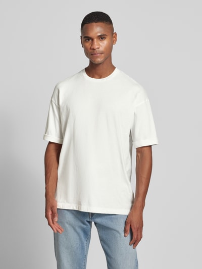 Drykorn T-shirt met geribde ronde hals, model 'NOLIEN' Offwhite - 4