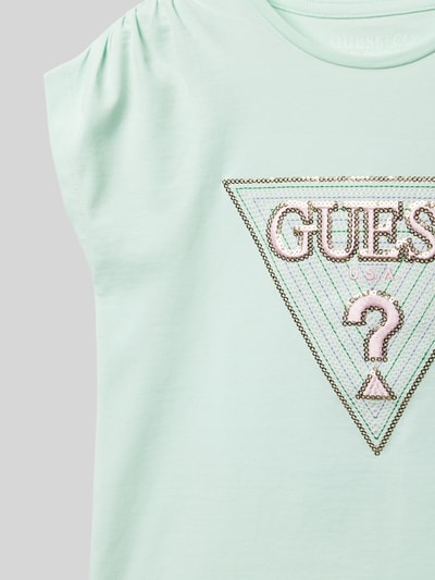 Guess T-Shirt mit Paillettenbesatz Modell 'BATWING' Mint 2