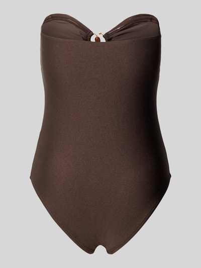 Produktfoto, Badeanzug im Off-Shoulder-Look Modell 'PALERMO' von Seafolly, braun, glatte Oberfläche, Material-Mix mit Stretch-Anteil, körpernahe Passform