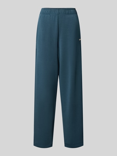 Produktfoto, spodnie dresowe Sweatpants aus Modal-Mix mit Label-Detail od SCHIESSER, mieszanka modalu z dodatkiem streczu, krój relaxed fit, detal z logo, elastyczny pas, wpuszczane kieszenie, kolor niebieskoszary, gładka faktura