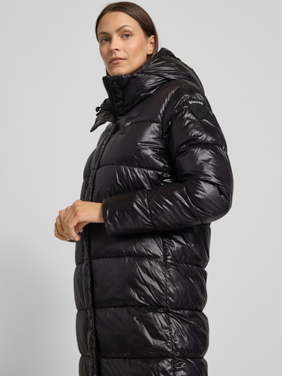 Blauer Usa Gewatteerde lange jas met labeldetail, model 'BELLEVUE' Zwart - 3